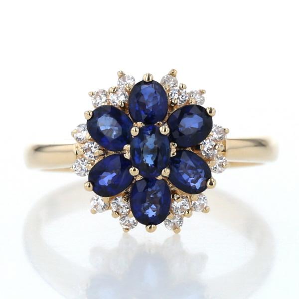 K14YG イエローゴールド リング サファイア キュービックジルコニア  