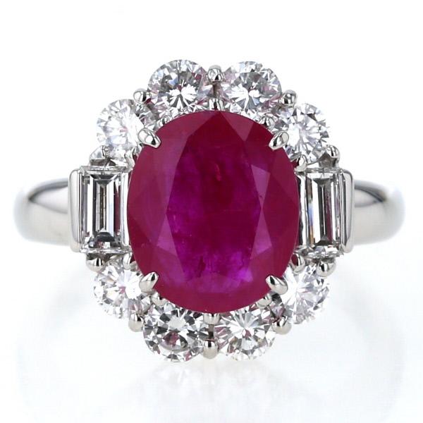 Pt900 プラチナ リング ルビー 3.80ct ダイヤモンド 1.60ct Pt900 プラチナ リング ルビー 3.80ct ダイヤモンド 1.60ct