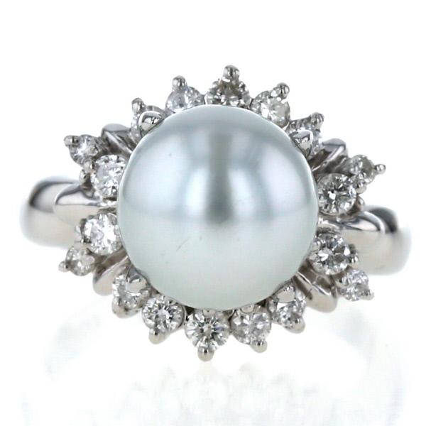 Pt900 プラチナ リング 南洋真珠 10.7mm ダイヤモンド 0.65ct グレー