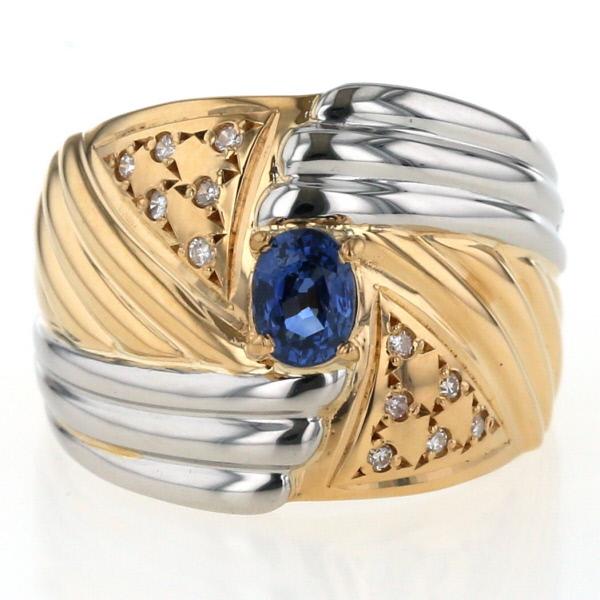 k18 pt900コンビ サファイア ダイヤ リング 11号