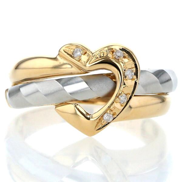 K18YG Pt900 イエローゴールド プラチナ リング ダイヤモンド オープン  