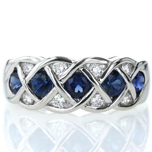 値下げ Pt900 プラチナ リング サファイア 0.95ct ダイヤモンド 0.26ct 