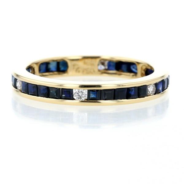 K18YG イエローゴールド リング サファイア 1.48ct ダイヤモンド 0.16  
