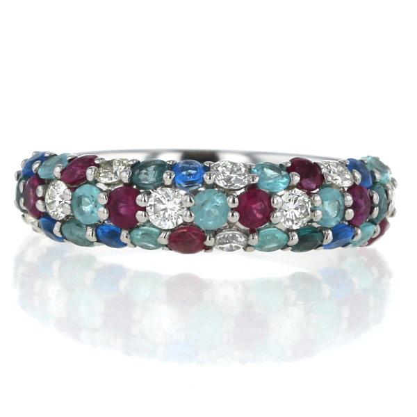 GSTV Pt950 プラチナ リング マルチパヴェ パライバトルマリン ダイヤ  