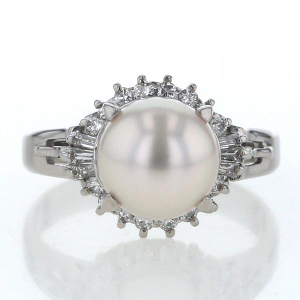 Pt900 プラチナ リング 真珠 8.0mm ダイヤモンド0.23ct パール 