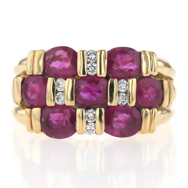 K18YG イエローゴールド リング ルビー 2.29ct ダイヤモンド 0.10ct