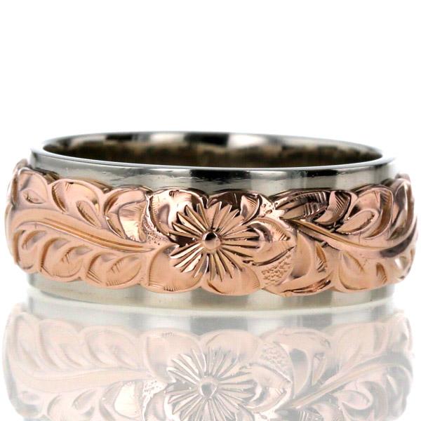Wailea 14Kリング 刻印あり ワイレア Wailea ワイレア K14WG PG バレルリング レリーフプルメリアマイレ