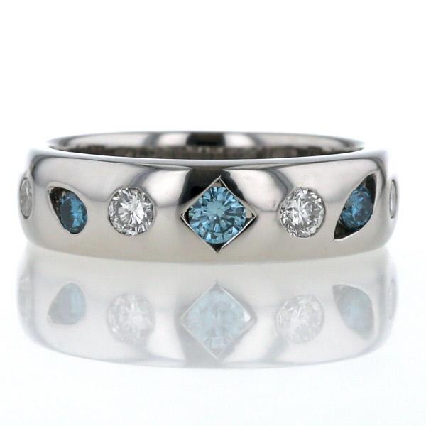 Pt900 プラチナ リング ダイヤモンド 0.50ct ブルーダイヤ ストレート