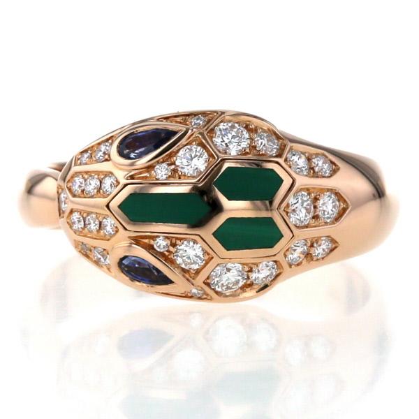 BVLGARI ブルガリ K18PG セルペンティセドゥットーリリング マラカイト