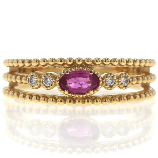 K18YG イエローゴールド リング ルビー 0.23ct ダイヤモンド 0.04ct 3