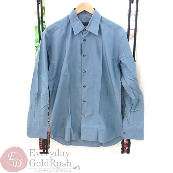 美品】PRADAプラダ メンズ 長袖 Yワイシャツ フォーマル ブルー 美品】PRADAプラダ メンズ 長袖 Yワイシャツ フォーマル ブルー