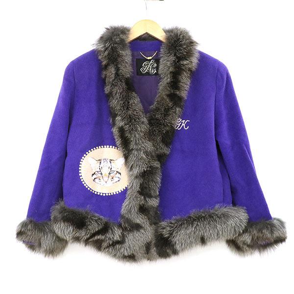 イタリヤ 伊太利屋 11号 リアルファー コート パープル アニマル柄