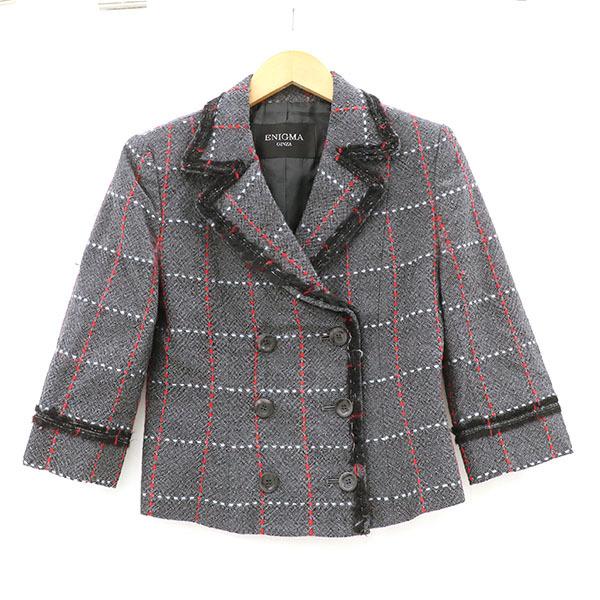 Enigma エニグマ スカートスーツ ツイード セットアップ グレー チェック柄 ブランドアイテム ファッション レディース Kk 中古 Everydaygoldrush 通販 Yahoo ショッピング