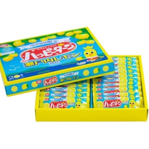 「商品情報」商品の説明中四国限定のハッピーターン瀬戸内レモン風味 20袋入り原材料・成分米（うるち米（米国産、国産）、もち米（タイ産））、植物油脂、砂糖、でん粉、たんぱく加水分解物（大豆を含む）、食塩、はちみつパウダー、乳等を主要原料とする...