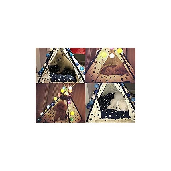 Romansense ペットテント 犬小屋 猫小屋 ペットハウス 時間指定不可 室内用 超かわいい 小型犬 おっしゃれ テント座布団 中型犬 猫用 五角形