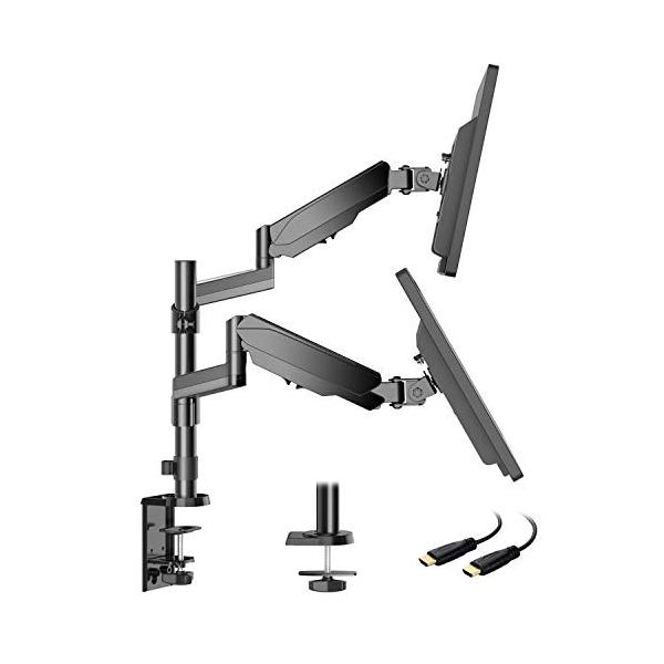 Huanuo Pc モニターアーム 2画面 液晶ディスプレイ アーム グ 激安通販 デュアル 17 32インチ対応 耐荷重1 8kg ガススプリング式