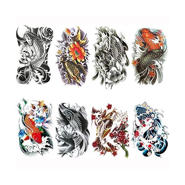 Yesallwas タトゥーシール 鯉 蓮の花 和柄 入れ墨シール リアル 大判 防水 長持ち 和彫り 刺青シール ボディーシー Scj イーヴォルブセラー 通販 Yahoo ショッピング