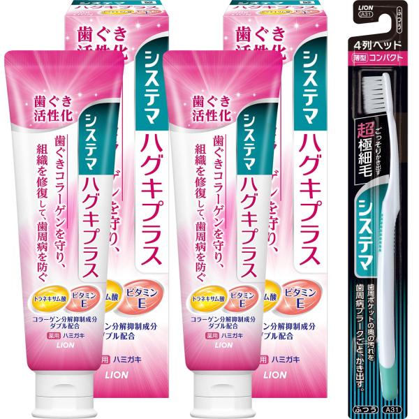 【Amazon.co.jp限定】システマ ハグキプラス ハミガキ 90g×2個+ハブラシ [医薬部外品] 歯磨き粉 歯周病 高濃度フッ素(1450p 送料無料