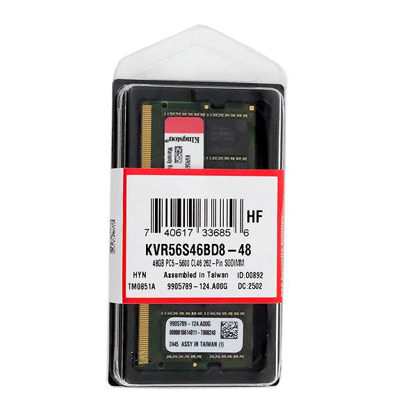 Kingston - Kingston製　KVR56S46BD8-48　SODIMM DDR5 PC5-44800 48GB Kingston Kingston製 KVR56S46BD8-48 SODIMM DDR5 PC5-44800