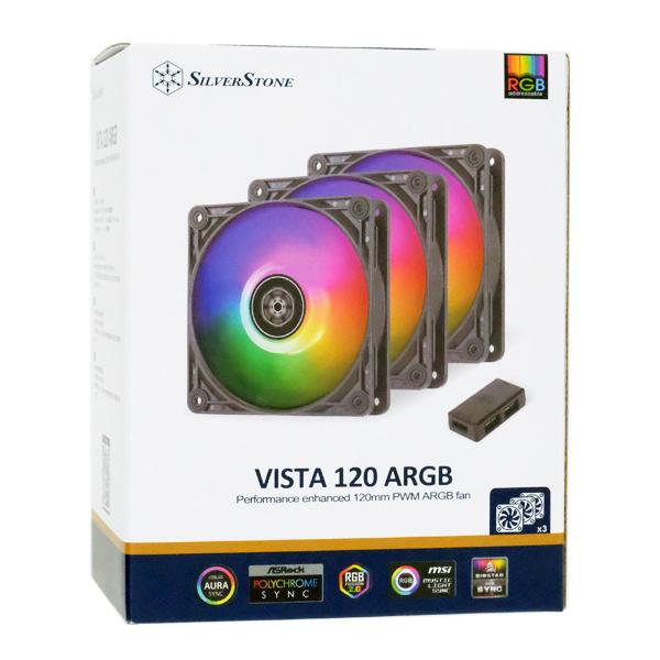 SILVERSTONE製　VISTA 120 ARGB SST-VS120B-ARGB-3PK　ブラック/半透明 VISTA 120 ARGB