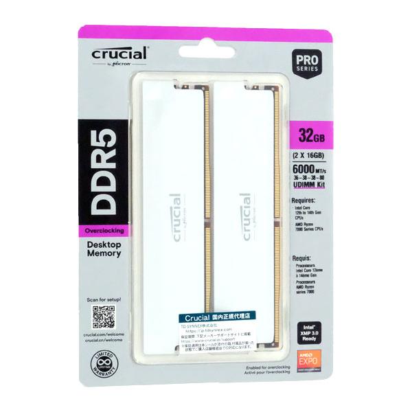 メモリー crucial DDR5 32GB 2x16GB CP2K16G60C36U5W Crucial 32GB DDR5 RAM Kit (2x16GB), 5600MHz (or 5200MHz