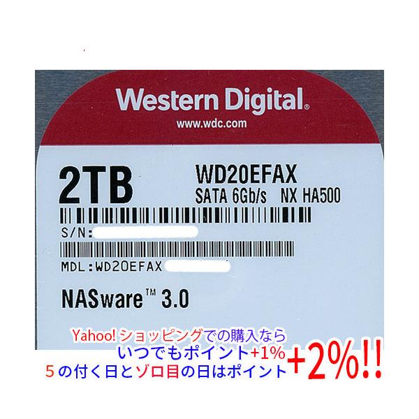 【商品名：】Western Digital製HDD WD20EFAX 2TB SATA600 5400　／　【商品状態：】新品です。バルク品。　／　【検索用キーワード：】≪ウエスタンデジタル ハードディスク WESTERN DIGITAL ...