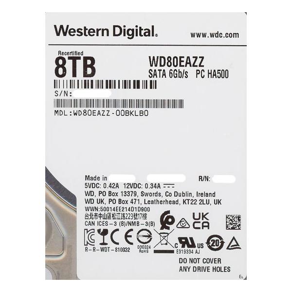 中古】Western Digital製HDD WD80EAZZ 8TB SATA600 5640 200
