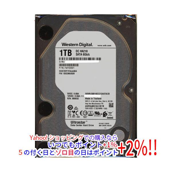 HGST 【中古】Western Digital製HDD HUS722T1TALA604 1TB SATA600 7200