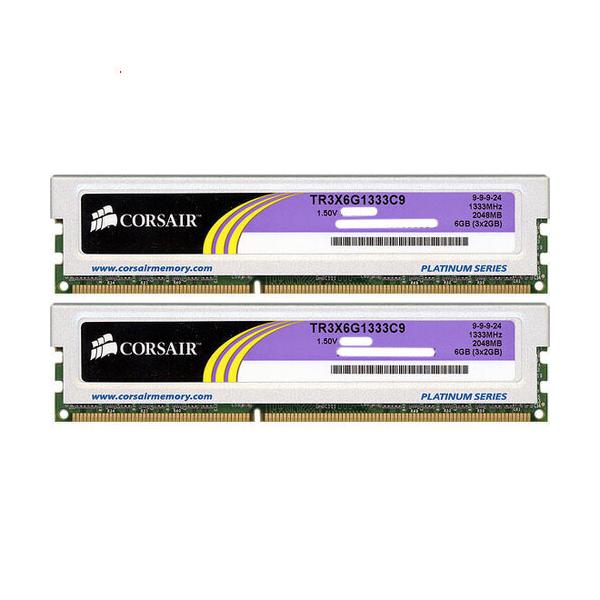 【中古】Corsair デスクトップ用 TR3X6G1333C9 DDR3 PC3-1333 PC3-10600 2GB 2枚のみ