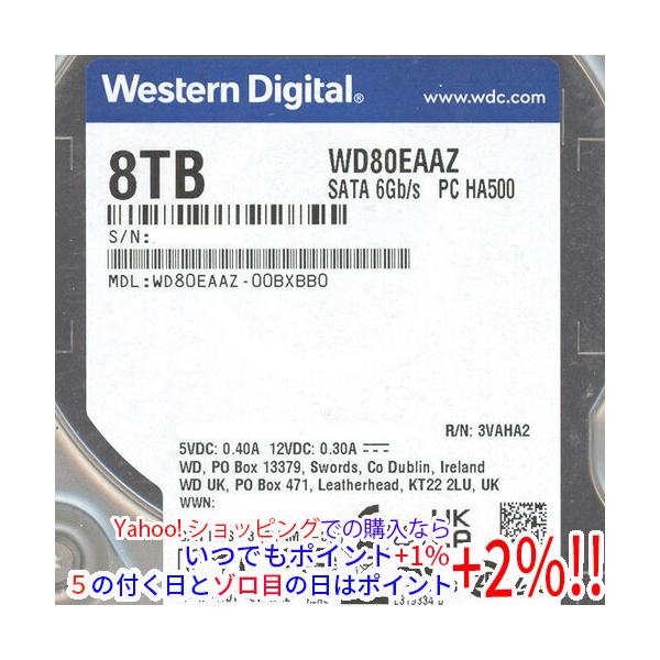 爆買【中古】Western Digital HDD WD80EAAZ 8TB SATA600 5640 7000