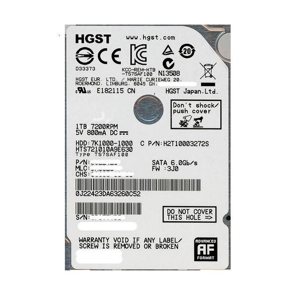 爆買【中古】HGST HDD 2.5inch HTS721010A9E630 1TB 9.5mm 6000〜7000時間以内