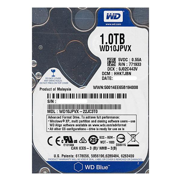 【商品名：】WesternDigital ノート用HDD 2.5inch WD10JPVX 1TB　／　【商品状態：】新品です。バルク品。　／　【検索用キーワード：】≪ウエスタンデジタル ハードディスク WESTERN DIGITAL 2....