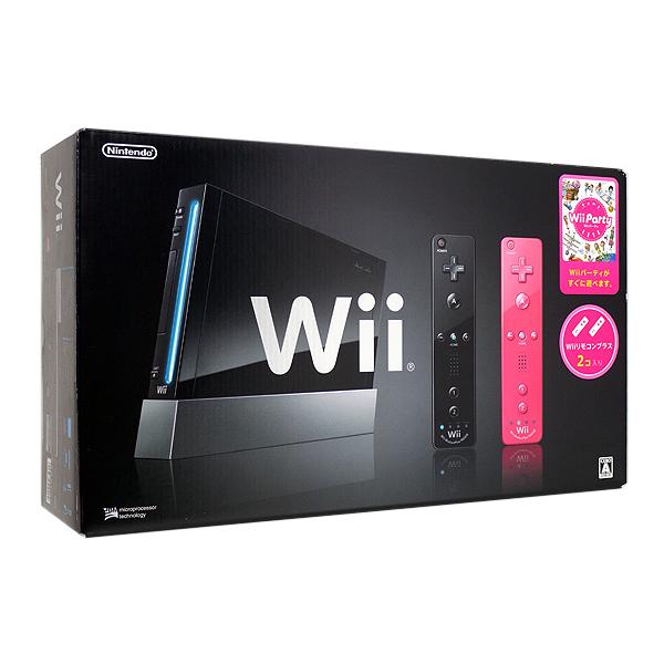 ★【新品(箱きず・やぶれ)】 任天堂 Wii本体 クロ リモコンプラス＆Wiiパーティ同梱 [管理:2133325]