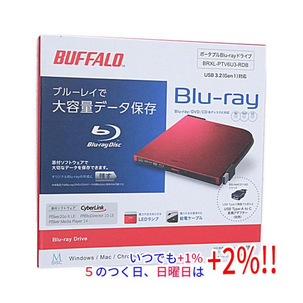 BUFFALO（バッファロー） 外付けブルーレイドライブ BRXL-PTV6U3-RDB