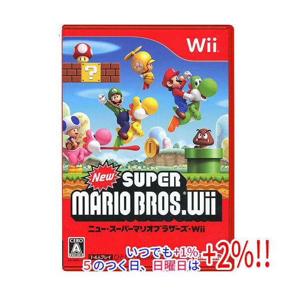 【商品名：】New スーパーマリオブラザーズ Wii　／　【商品状態：】開封済みの中古品です。☆ケース・説明書付き！※説明書に汚れ・破れまた紙カバーに破れ・キズ・日焼けなどの傷みが見られます。(画像はイメージです。)／／※本商品は、製品の性...