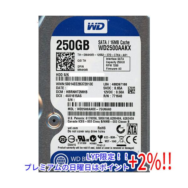 【商品名：】Western Digital製HDD WD2500AAKX 250GB SATA600 7200　／　【商品状態：】新品です。バルク品。　／　【検索用キーワード：】≪ウエスタンデジタル ハードディスク WESTERN DIGI...