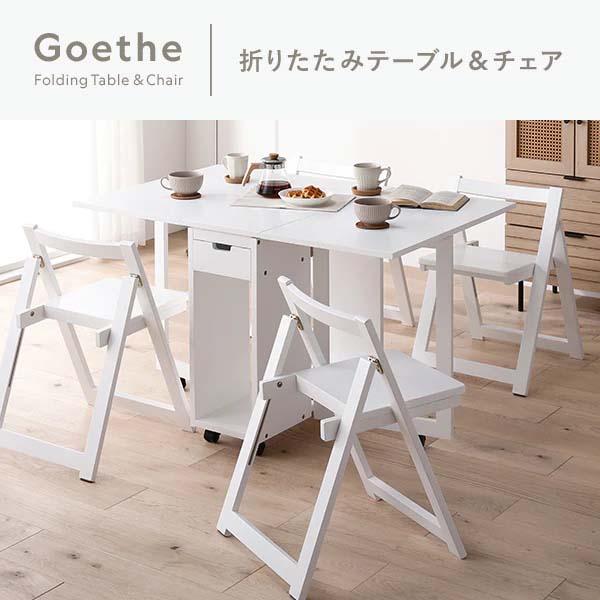 RASIK（ラシク） Goethe 折りたたみテーブル&チェア4脚（ホワイト/白 