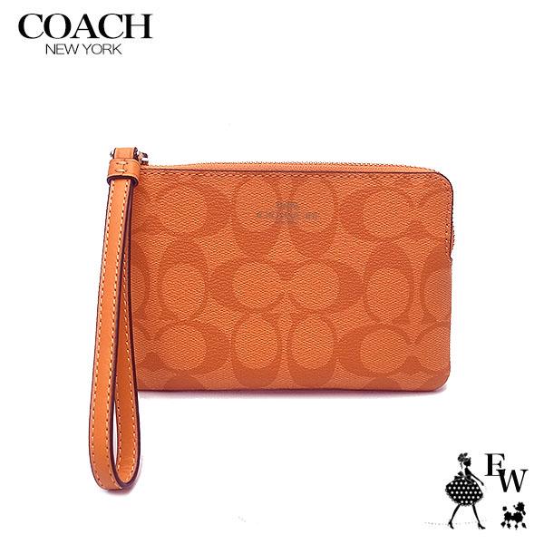 コーチ ポーチ アウトレット COACH リストレット 小物入れ 91178 IMNXU シグネチャー ライトオレンジ レディース ブランド  プレゼントにも