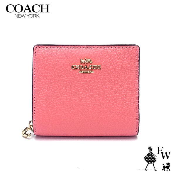 期間限定今なら送料無料 COACH コーチ ︎✿濃いピンク 二つ折り財布