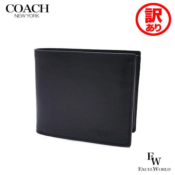 訳あり コーチ 財布 アウトレット メンズ 二つ折り財布 コンパクト Id F Blk Coach スポーツ カーフ ブラック Fblk 2 エクセルワールド 通販 Yahoo ショッピング