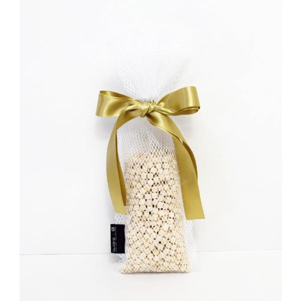 ひのきの芳香剤(ネット巾着リボン付き) アロマウッドチップ （ひのきチップ約120g入り） 高知県産 無垢 土佐檜 ひのき つぶ キューブ サイコロ