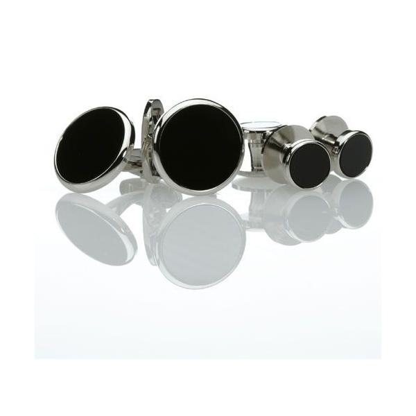 Excy カフス・スタッドセット　シルバー925・オニキス EXCY オニキス カフス スタッド セット シルバー 丸型日本製