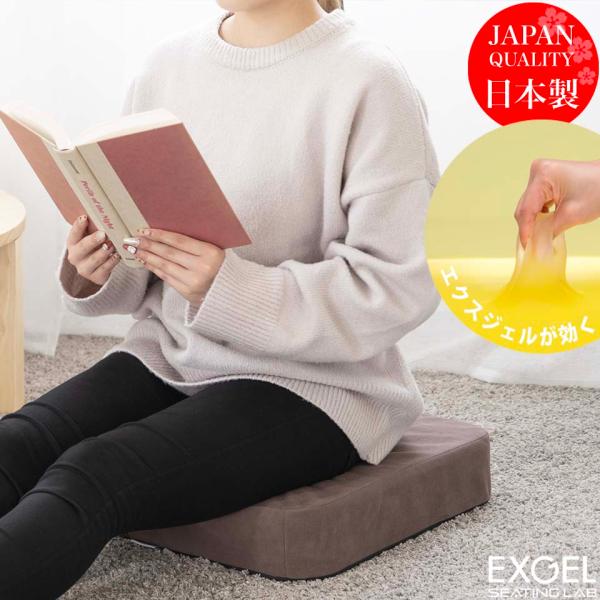 ジェルクッション クッション 床用 畳 和室 姿勢 腰痛対策 体圧分散 テレワーク エクスジェル EXGEL オザブハイエスト+カバーセット AZB22日本製 座布団 爆買