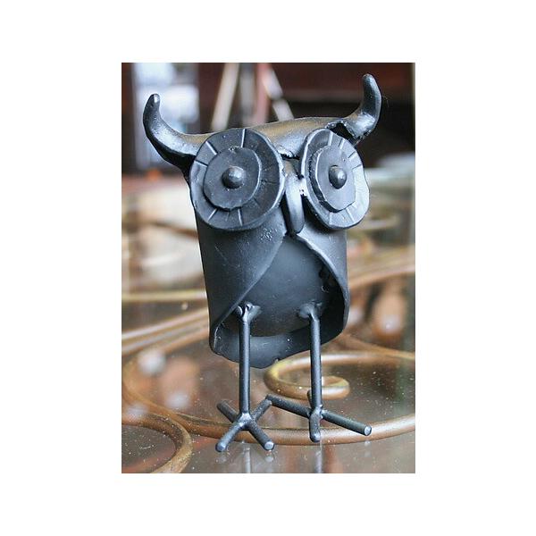 フクロウ　レトロ　鉄製 金属製 フクロウ 置物 - 「宝の森」昭和レトロ雑貨、フィギュア、玩具