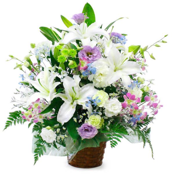 供花 「お供えアレンジメント・リユニオン」 (電報なし) お供え花 フラワー お悔やみ 仏花 枕花 生花 葬儀 告別式 法要 四十九日 一周忌 お盆 新盆 初盆御見舞