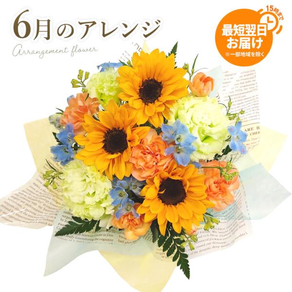 フラワーギフト 「今月のアレンジ」 (電報なし) お祝い 花 ギフト 誕生日 プレゼント 女性 結婚式 記念日 父の日 2026 叙勲 受章祝い 開業 開店