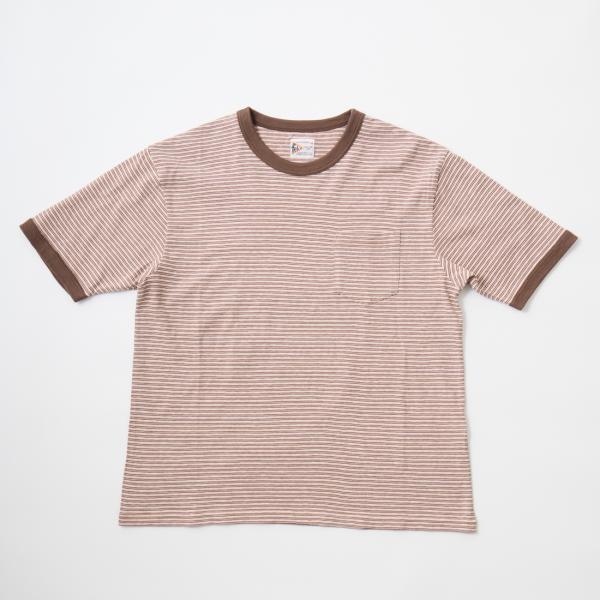 【対象ボーダーTシャツ2枚購入でノベルティプレゼント】FELCO フェルコ  リンガー ストライプ ポケットTシャツ メンズ 日本製