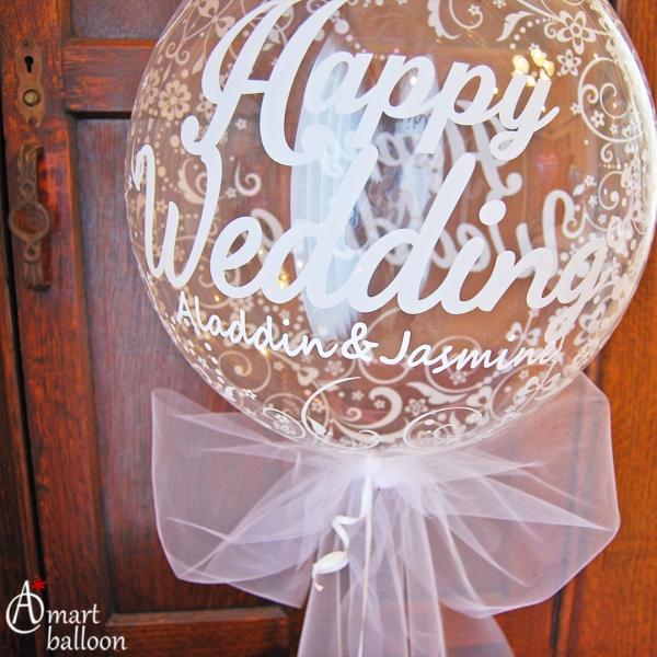 電報 結婚式 クリア バルーン Plus メッセージ 結婚祝い 入籍祝い 使い勝手の良い バルーン電報 高さ180cm ウエディング おしゃれ 台紙