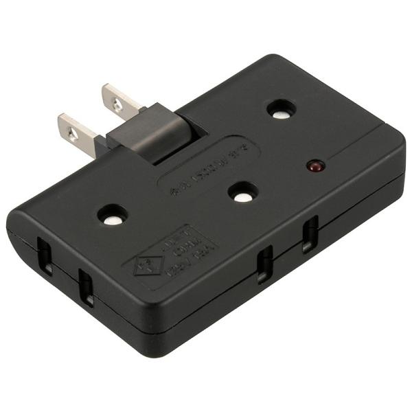 電源タップ コードなし コーナータップ 雷ガード 3個口 黒 ブラック_HS-AKS3PBT-K 00-6939 OHM オーム電機