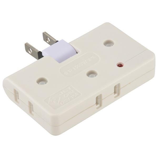電源タップ コードなし コーナータップ 雷ガード 3個口 白 ホワイト_HS-AKS3PBT-W 00-6967 OHM オーム電機